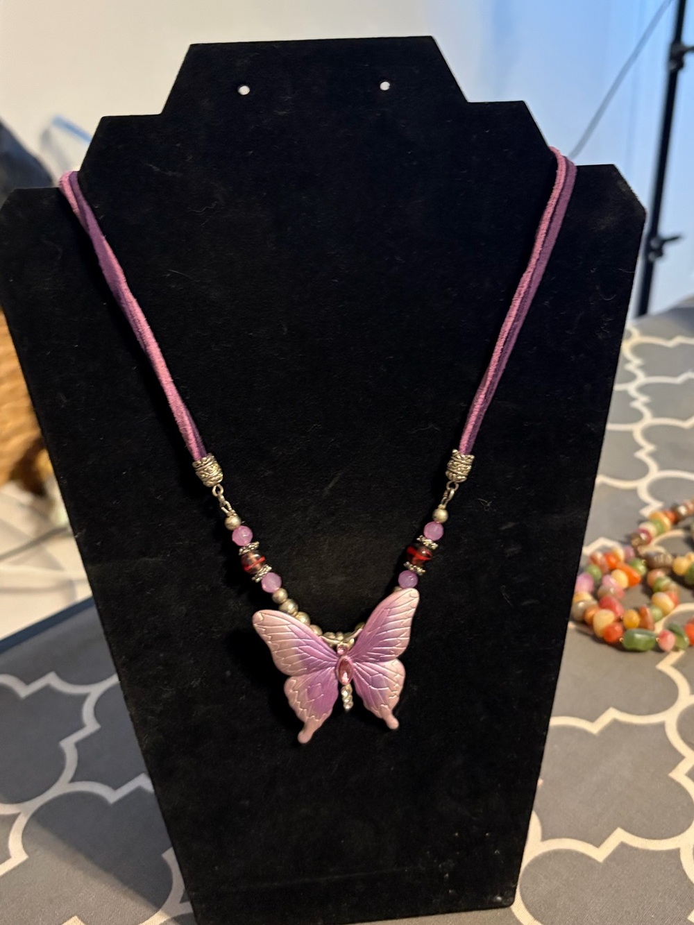 Purple Butterfly Pendant Necklace - Unbranded